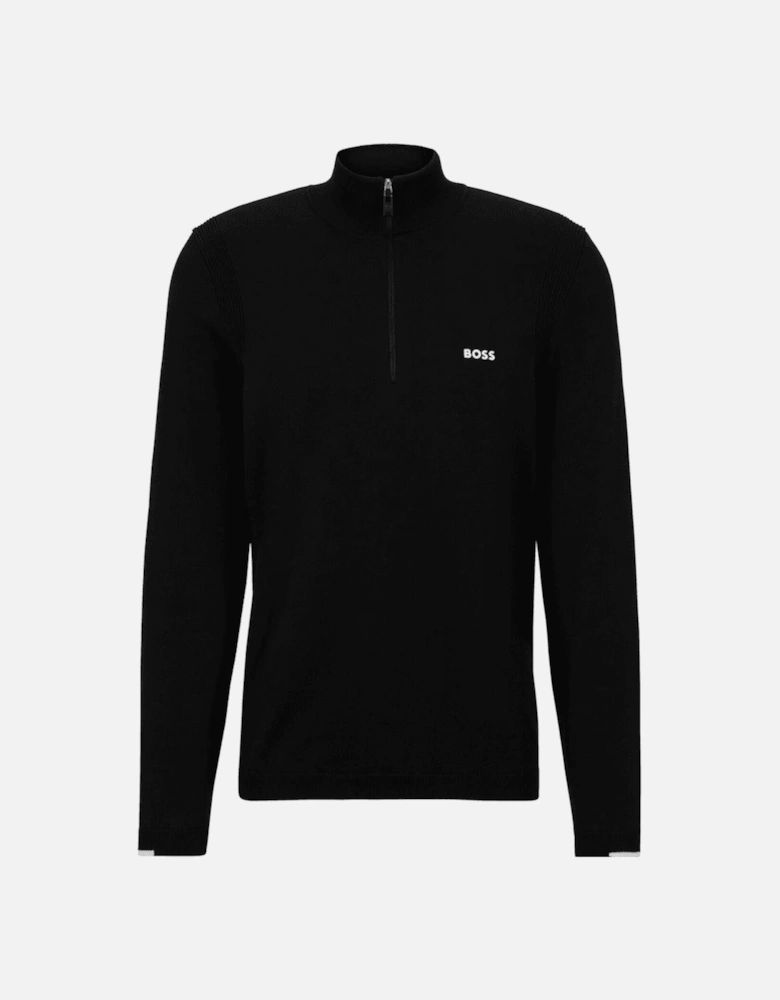 Ever-X Quarter Zip Knitted Black Sweatshirt