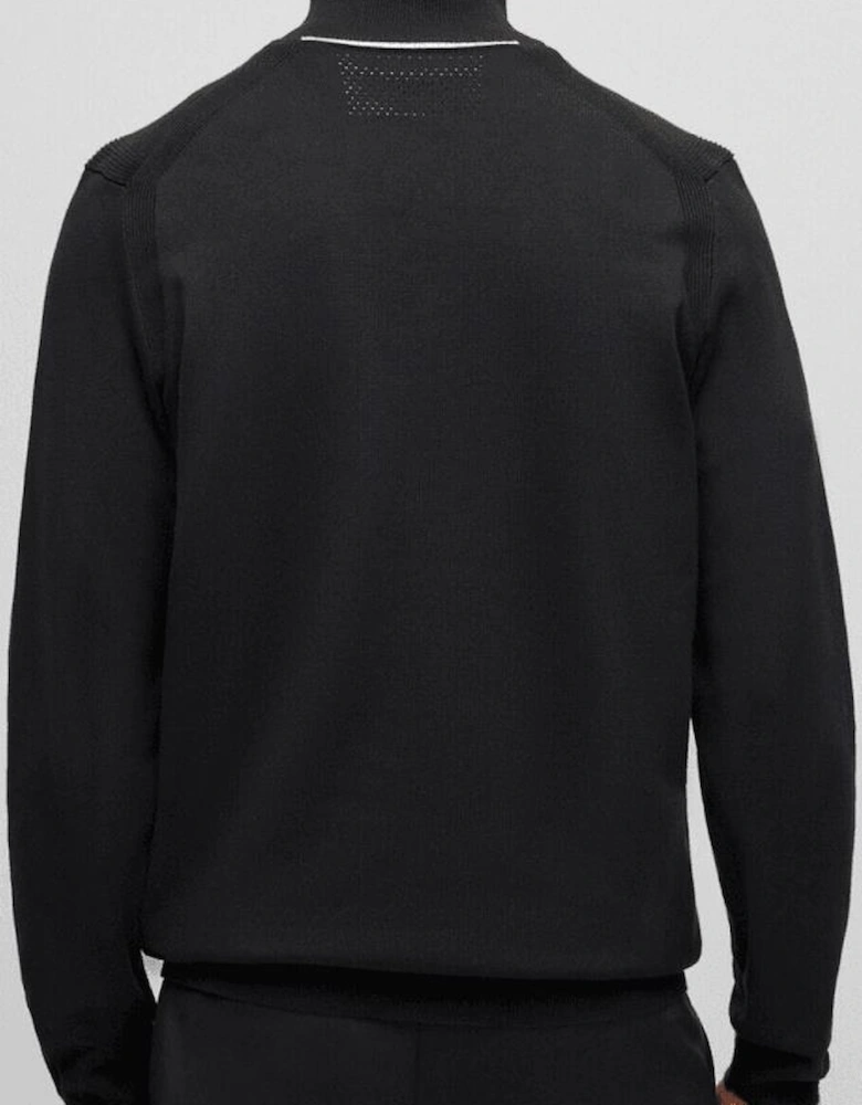 Ever-X Quarter Zip Knitted Black Sweatshirt