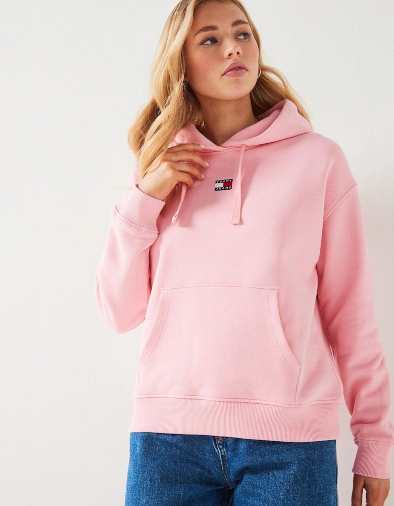 Boxy Badge Logo Hoodie - Pink