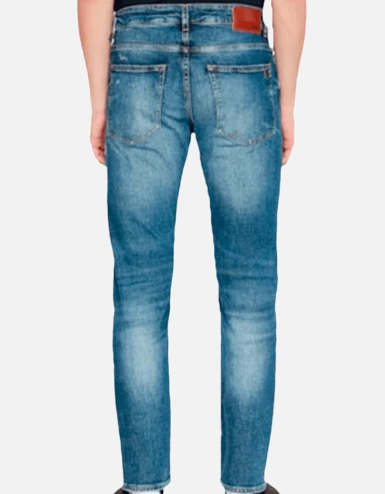 Delaware Slim Fit Distressed Blue Jeans