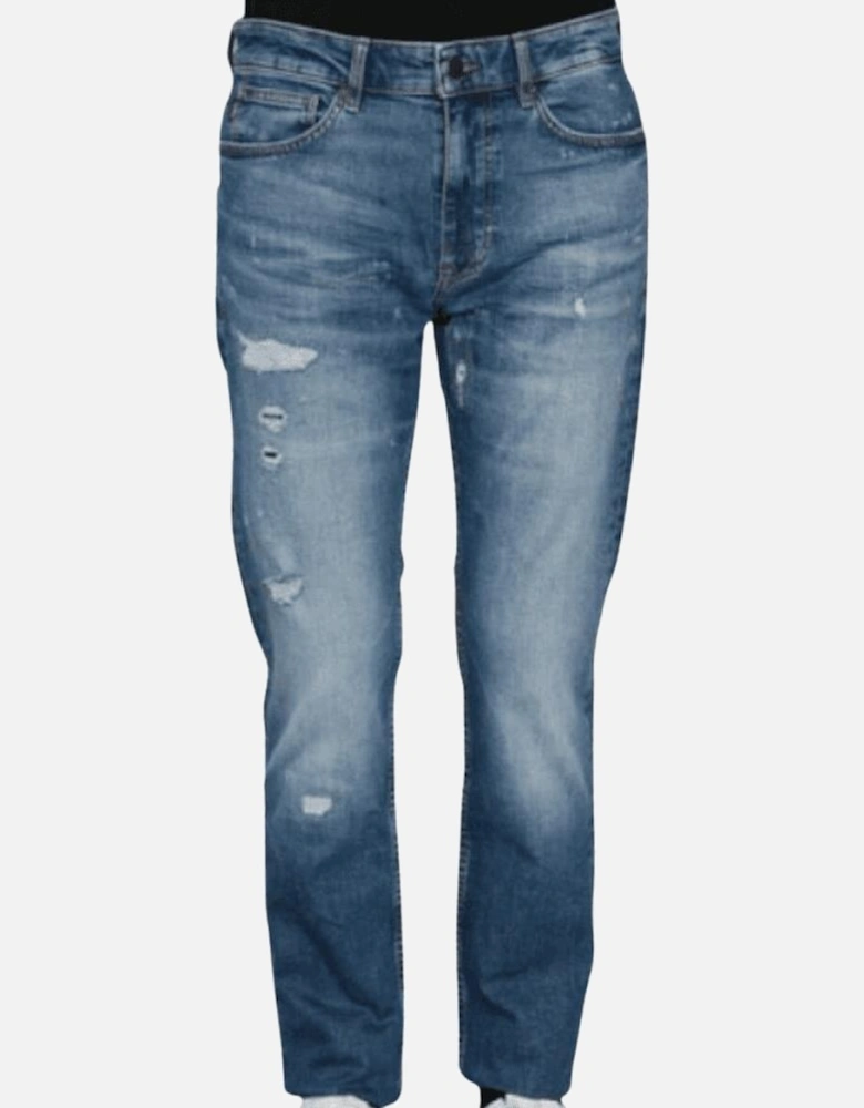 Delaware Slim Fit Distressed Blue Jeans