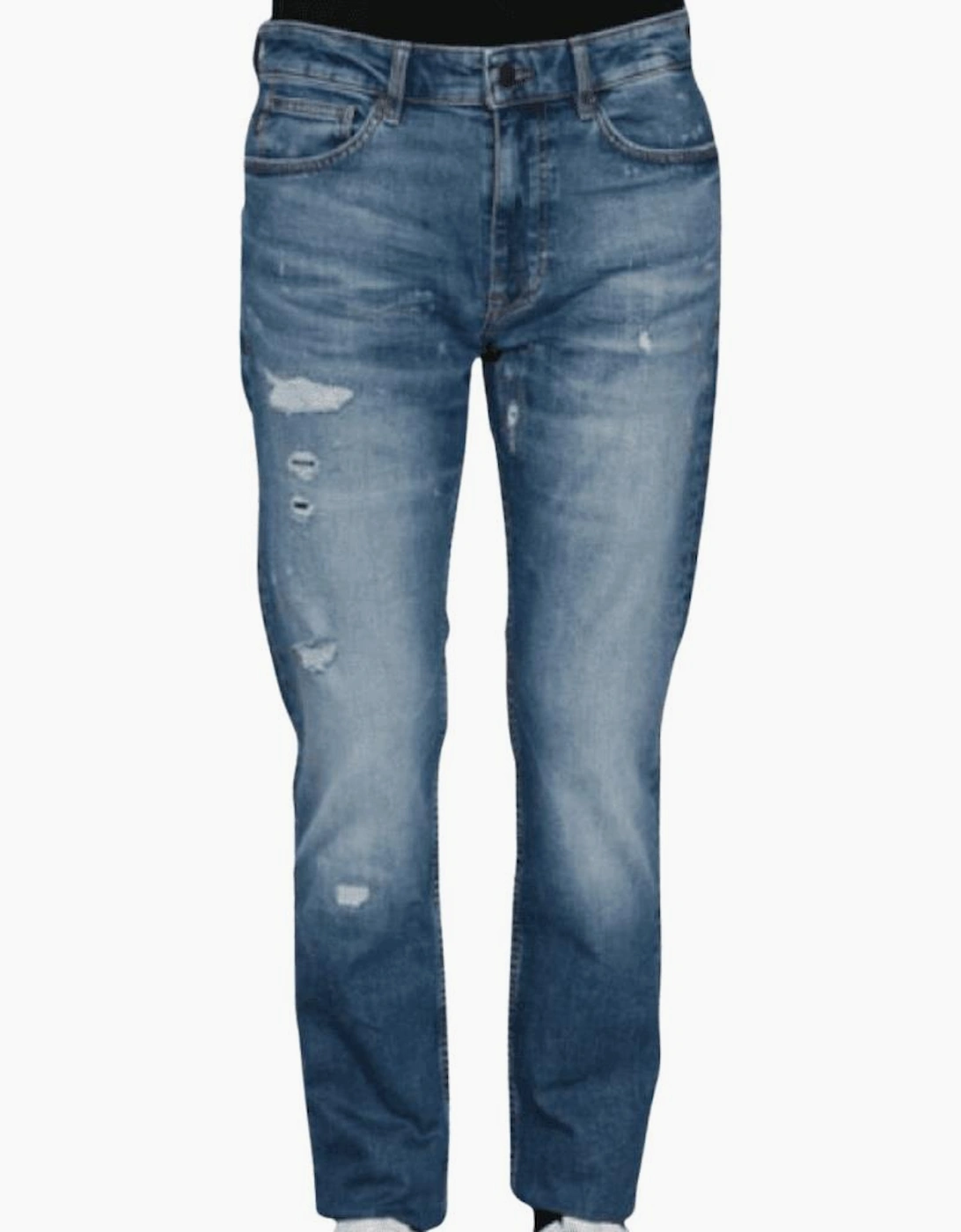 Hugo Boss Men's Blue Delaware Slim Fit Distressed Jeans