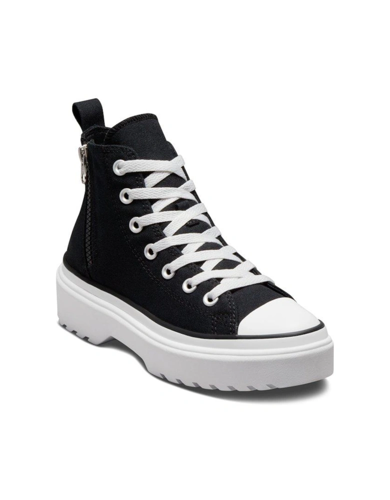 Junior Girls Lugged Lift Canvas Hi Top Trainers - Black