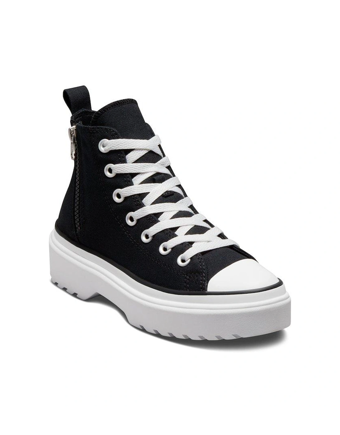 Junior Girls Lugged Lift Canvas Hi Top Trainers - Black