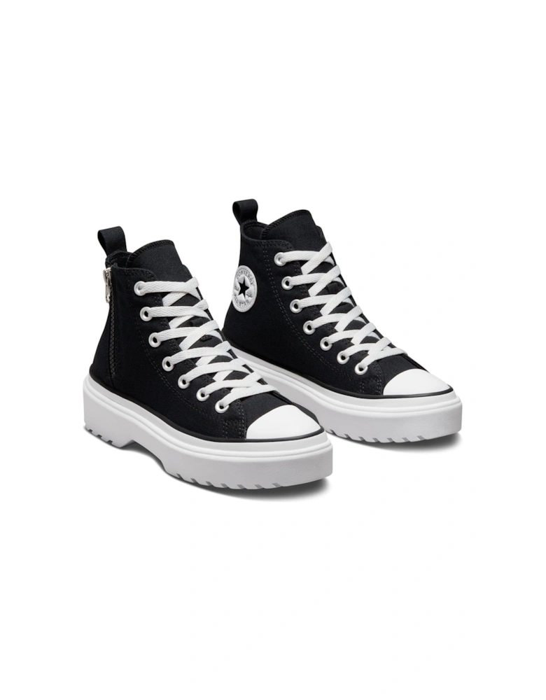 Junior Girls Lugged Lift Canvas Hi Top Trainers - Black