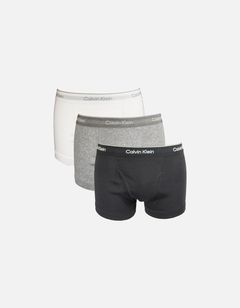 3-Pack Cotton Classic Boxer Trunks, Black/Grey/White