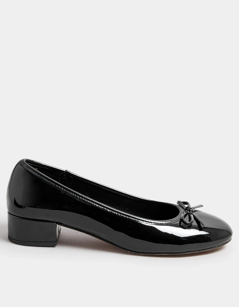 Patent Pu Heeled Ballet Pump - Black