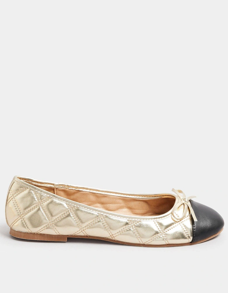 Quilted Ballet Pump - Gold