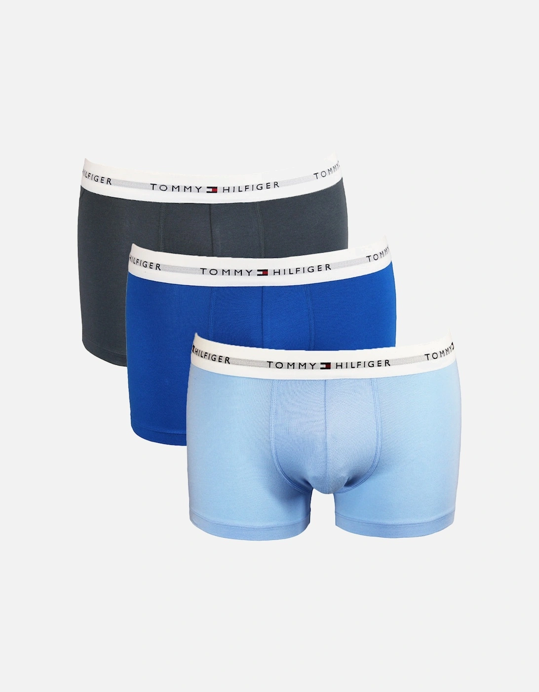 Tommy Hilfiger Men's Blue 3-Pack Signature Cotton Boxer Trunks, - : 32/30/31 Small