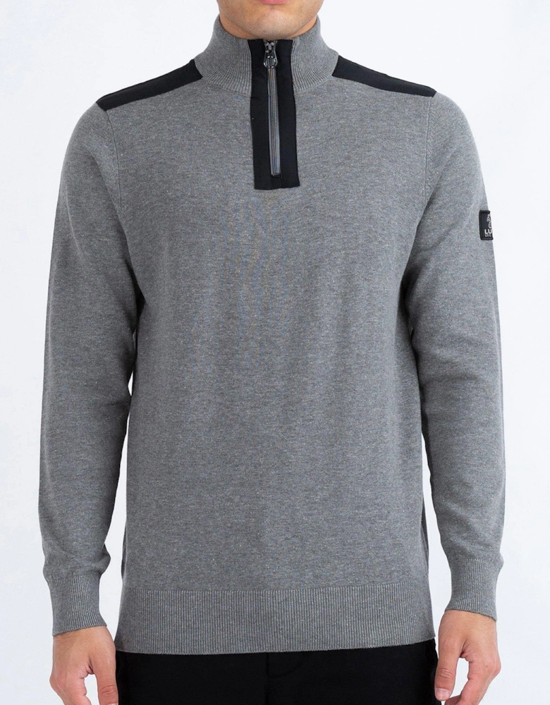 Heddon Zip Knitted Jumper - GREY