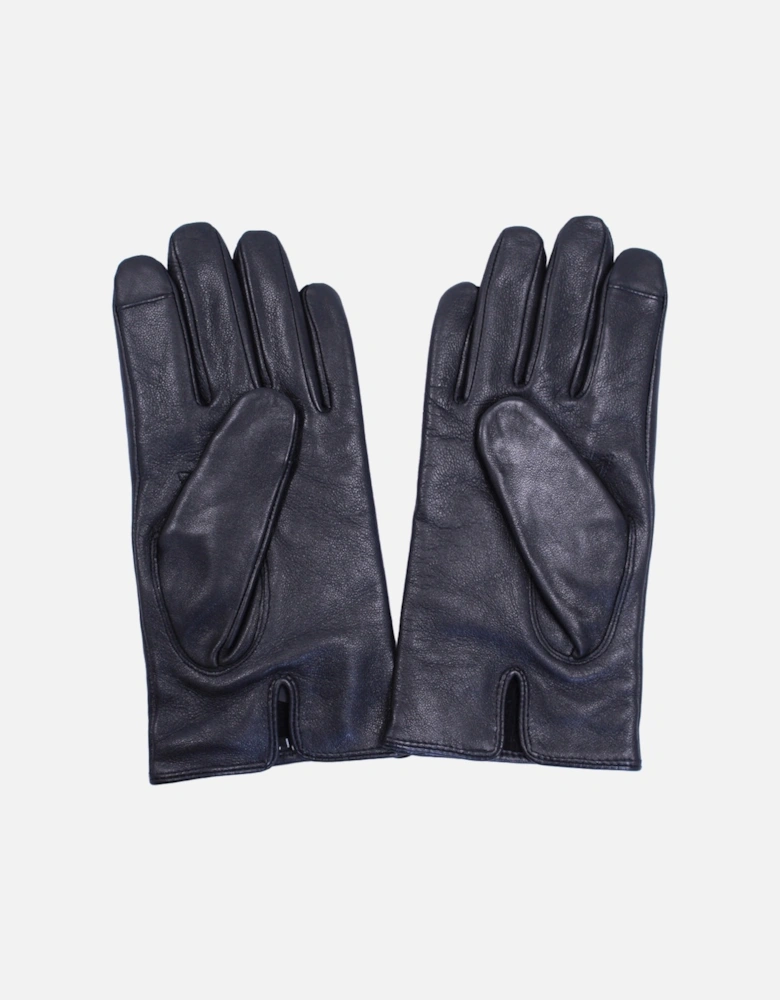 Leather Gloves With Wool Blend Lining, Black