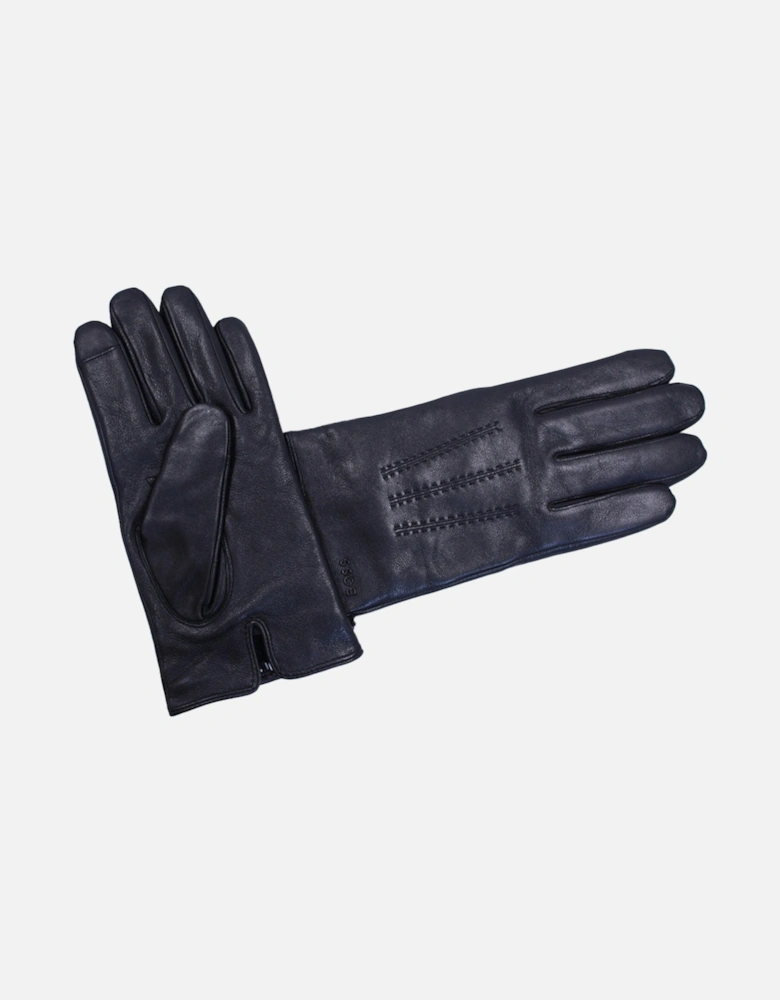 Leather Gloves With Wool Blend Lining, Black
