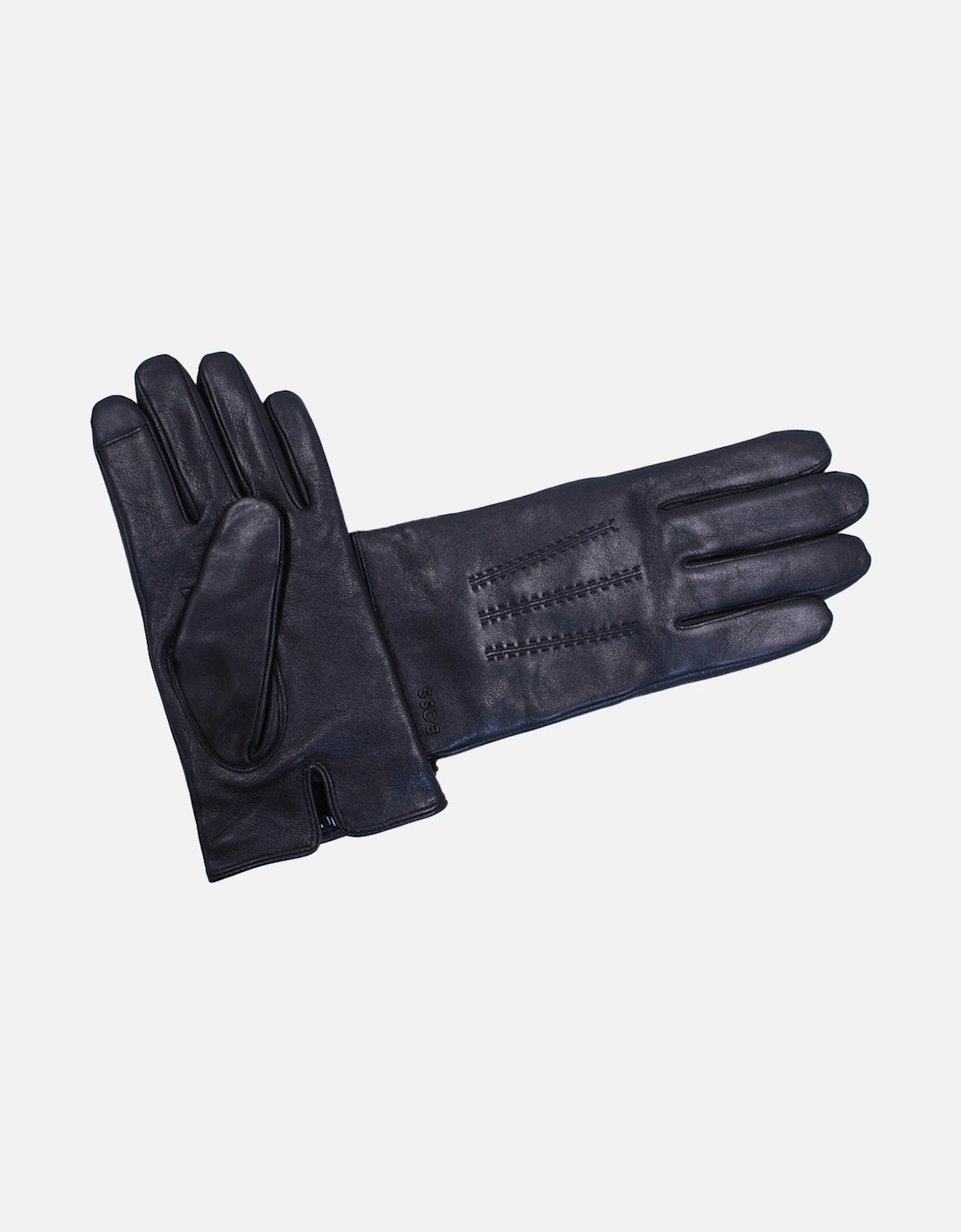 Leather Gloves With Wool Blend Lining, Black