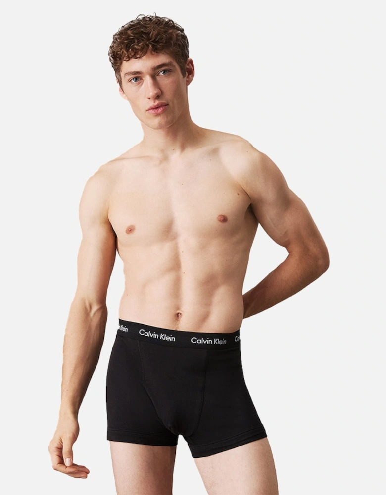 3-Pack Cotton Stretch Boxer Trunks, Black