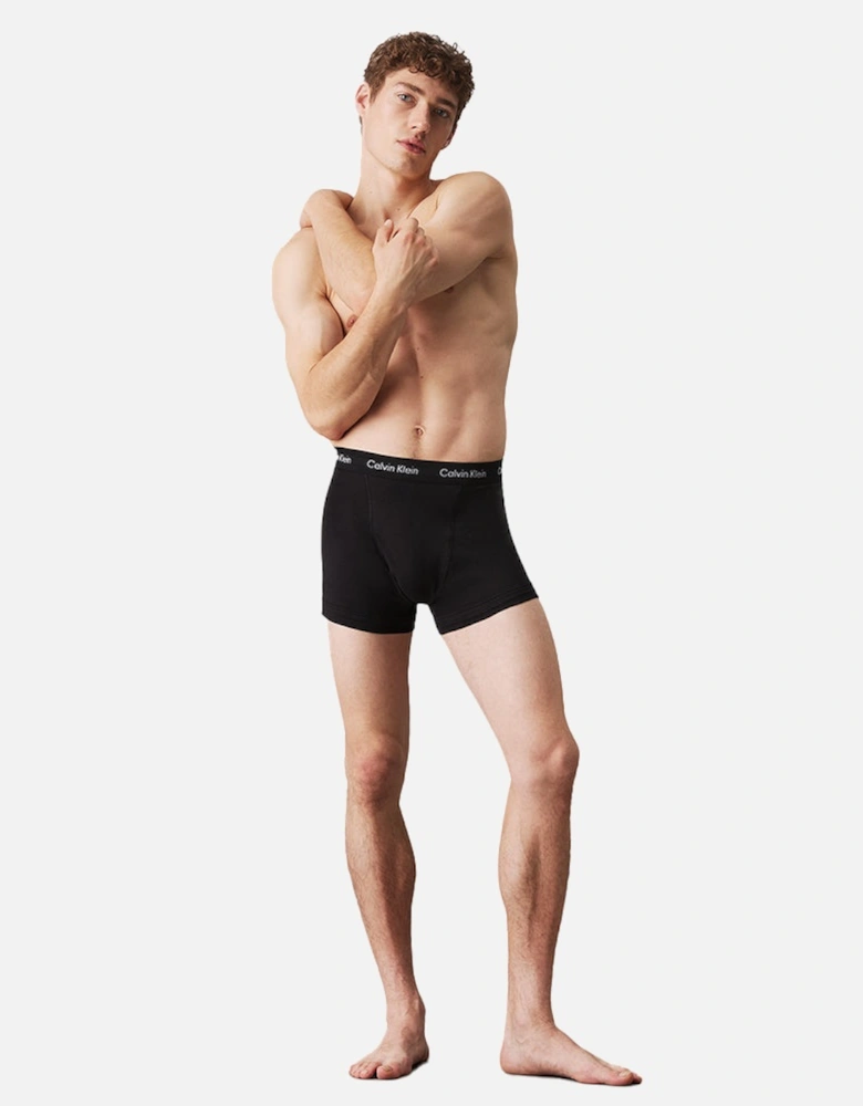 3-Pack Cotton Stretch Boxer Trunks, Black