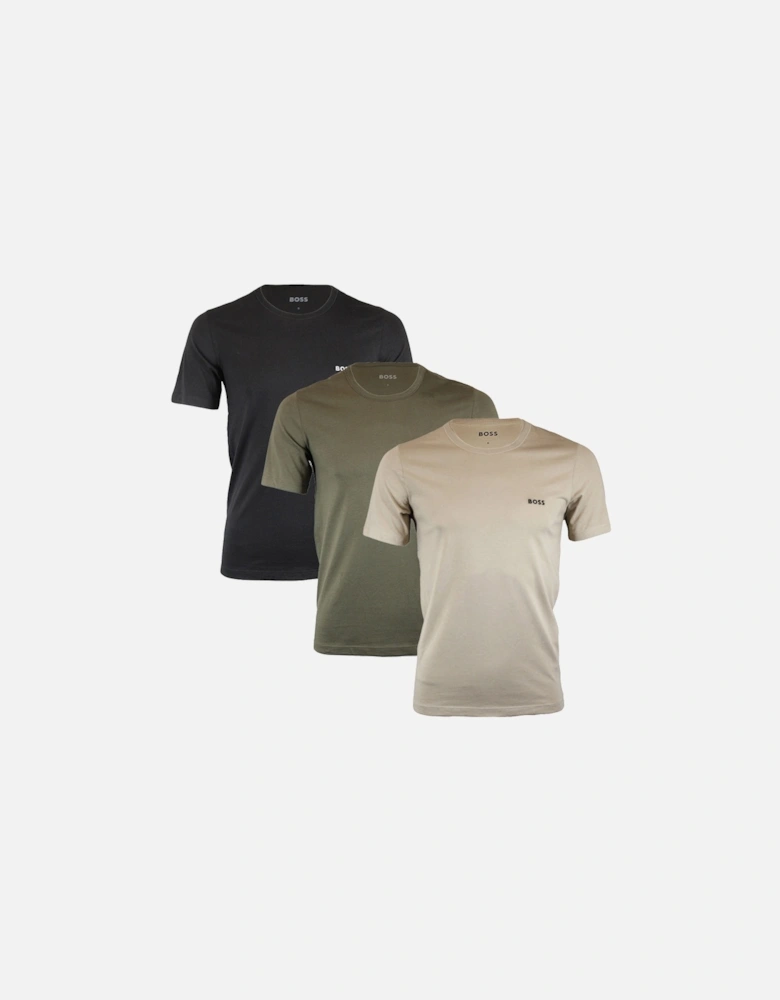 3-Pack Classic T-Shirts, Black/Khaki/Beige