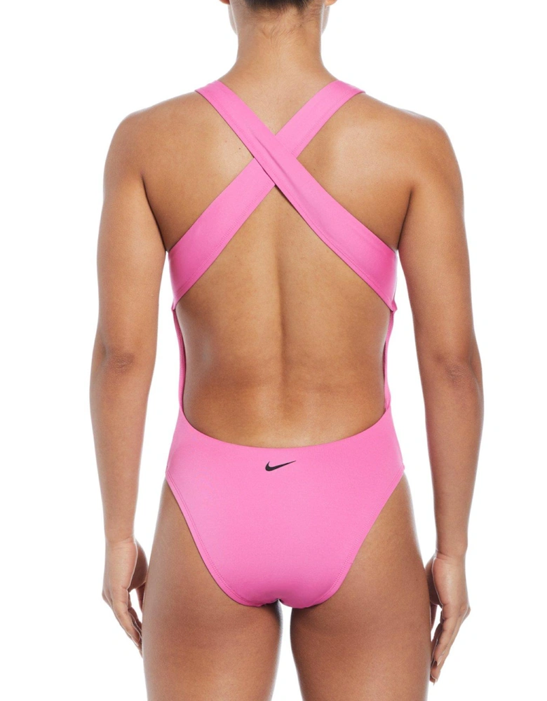 Women's Multi Logo Icon Crossback One Piece-Pink