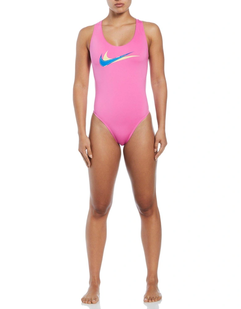 Women's Multi Logo Icon Crossback One Piece-Pink