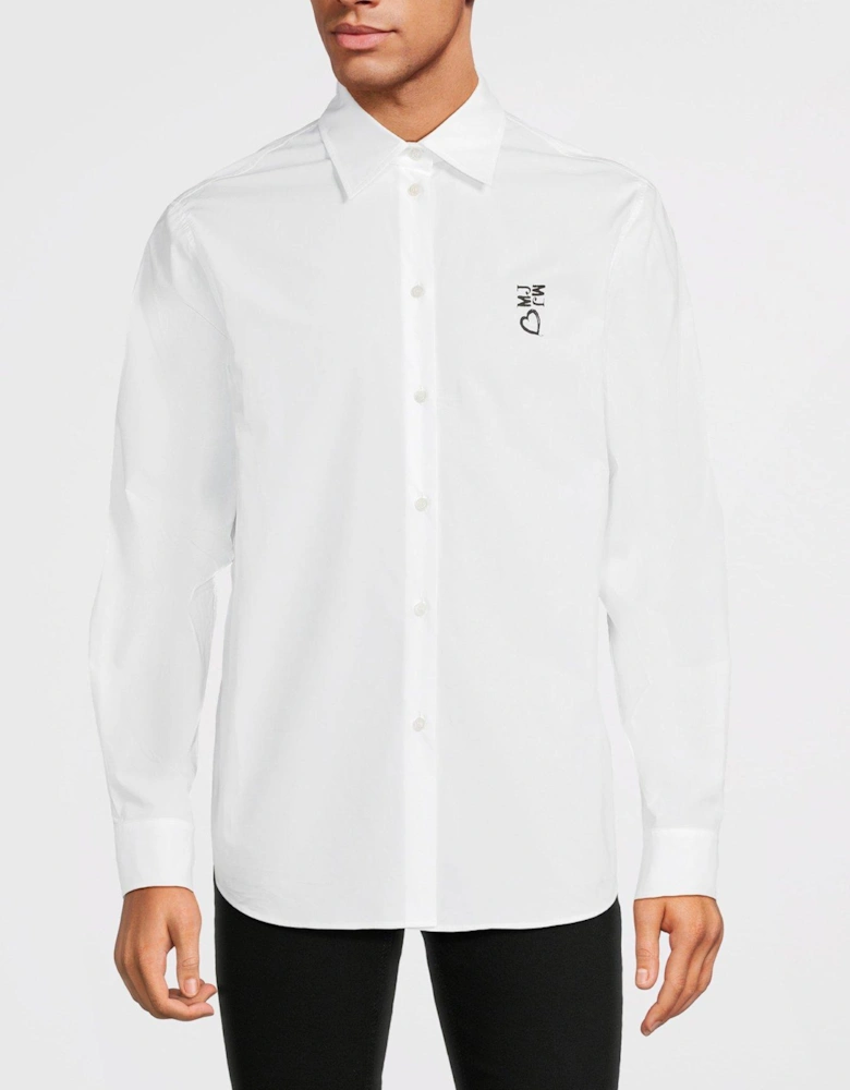 Logo Long Sleeve Button Down Shirt - White