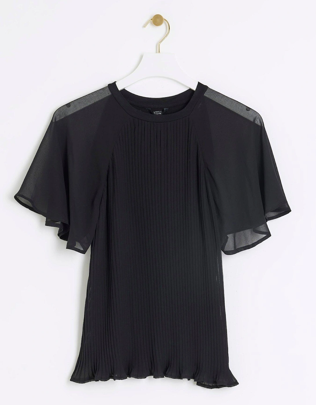 Hybrid Pleated T-Shirt - Black