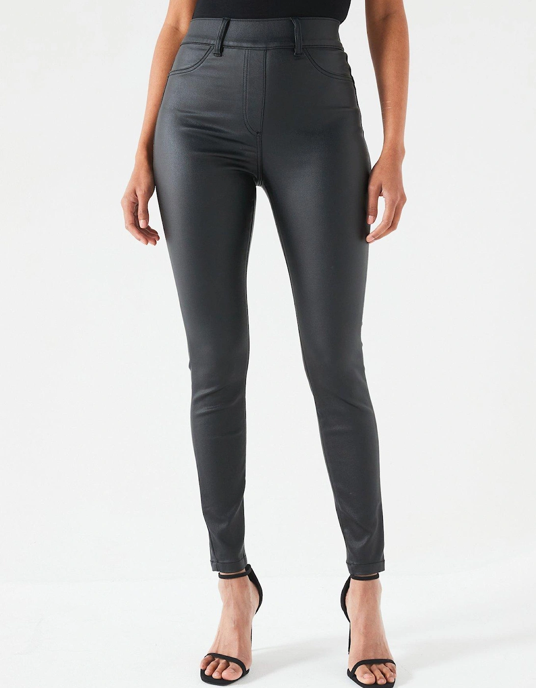 Coated Skinny Jeggings - Black, 7 of 6