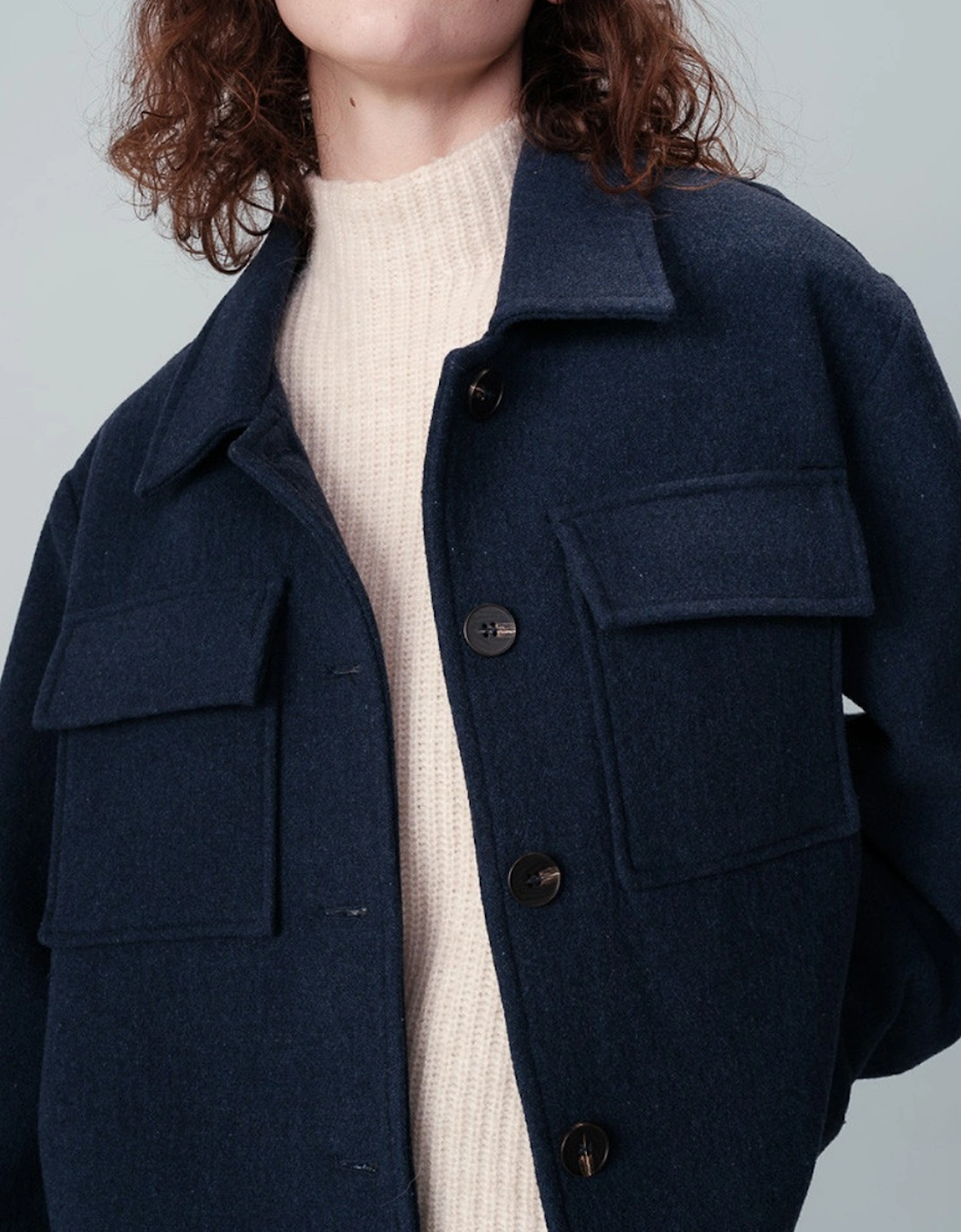 Grace & Mila Novembre Italian Collar Wool Jacket Blue