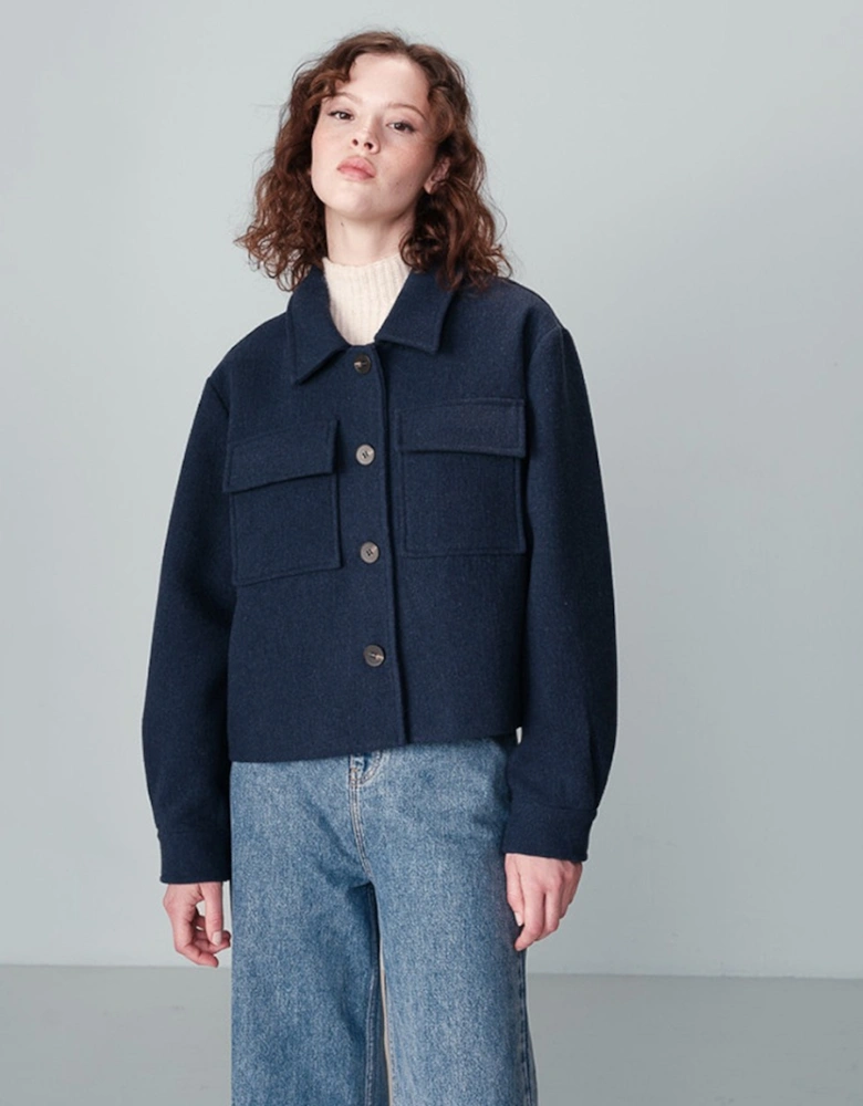 Grace & Mila Novembre Italian Collar Wool Jacket Blue