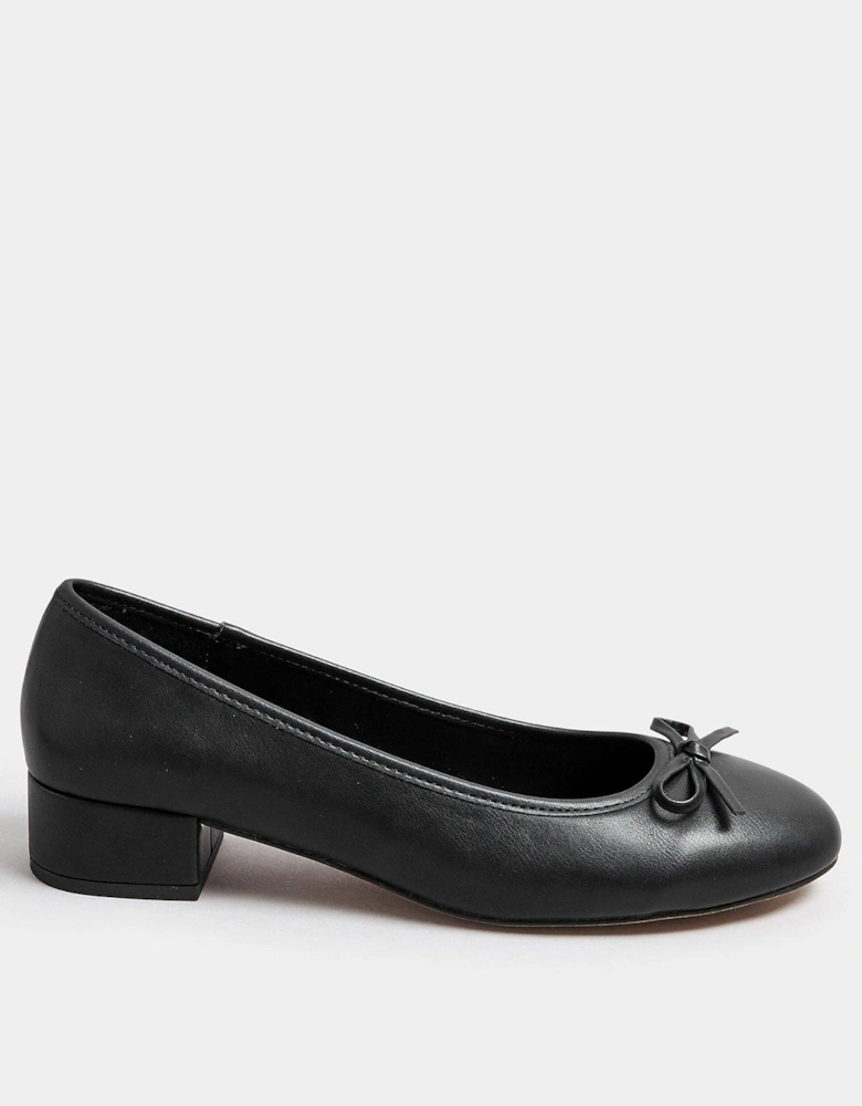 Pu Heeled Ballet Pump - Black