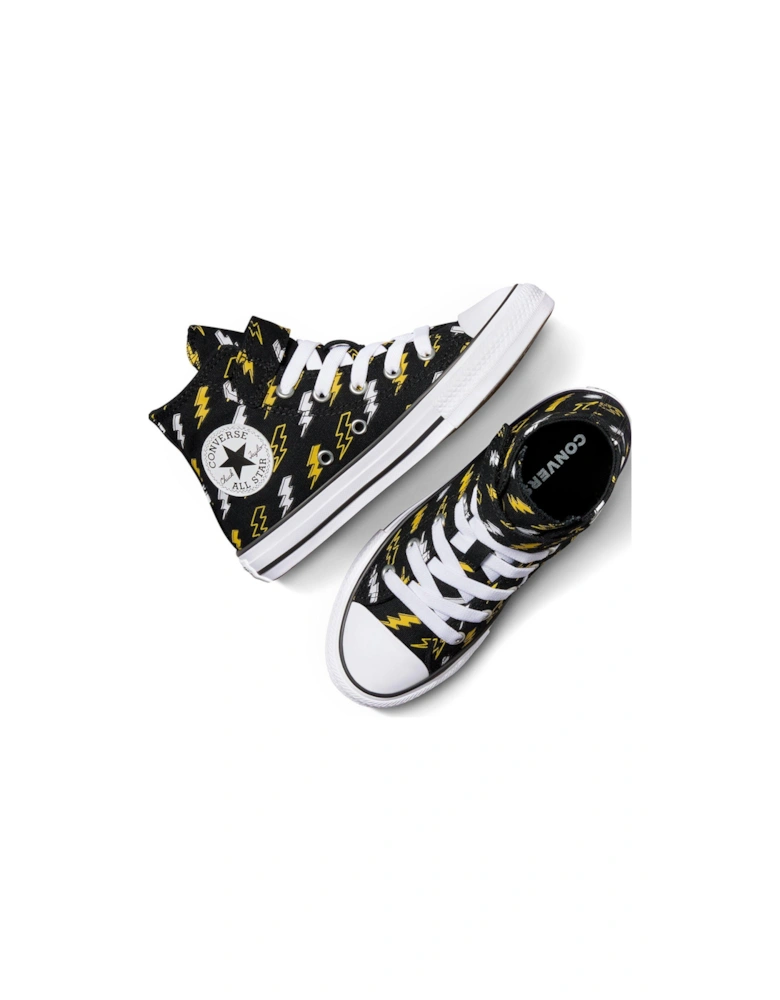 Kids Girls Bolts Canvas Hi Trainers - Black