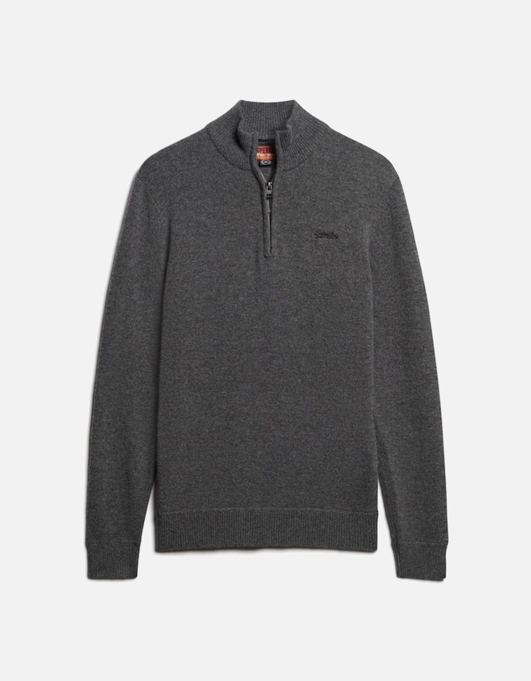 Men's Essential Embroidered Knit Half Zip Gull Grey Marl