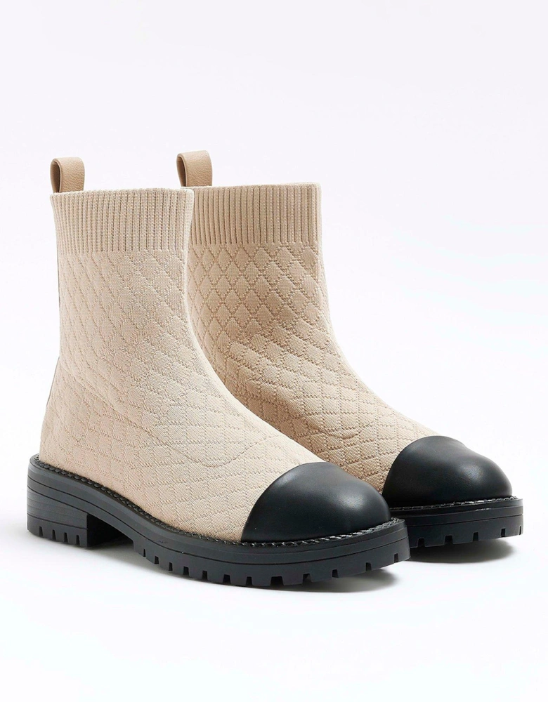 Quilted Sock Boot - Cream