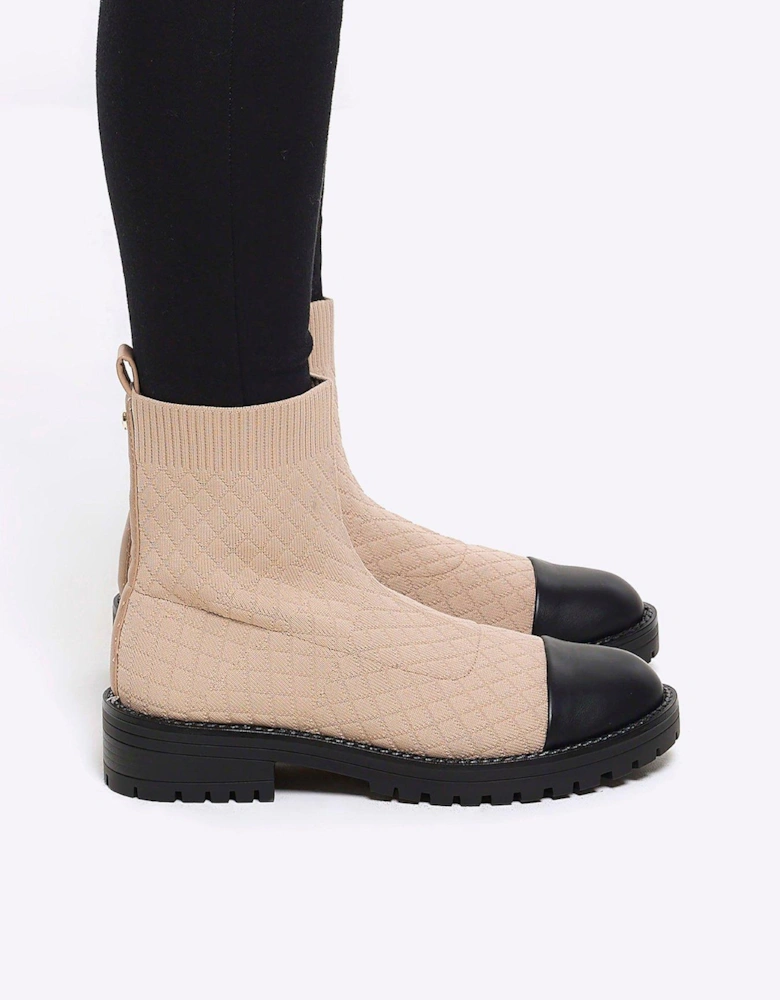 Quilted Sock Boot - Cream