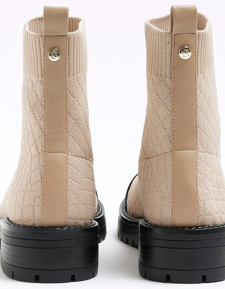 Quilted Sock Boot - Cream
