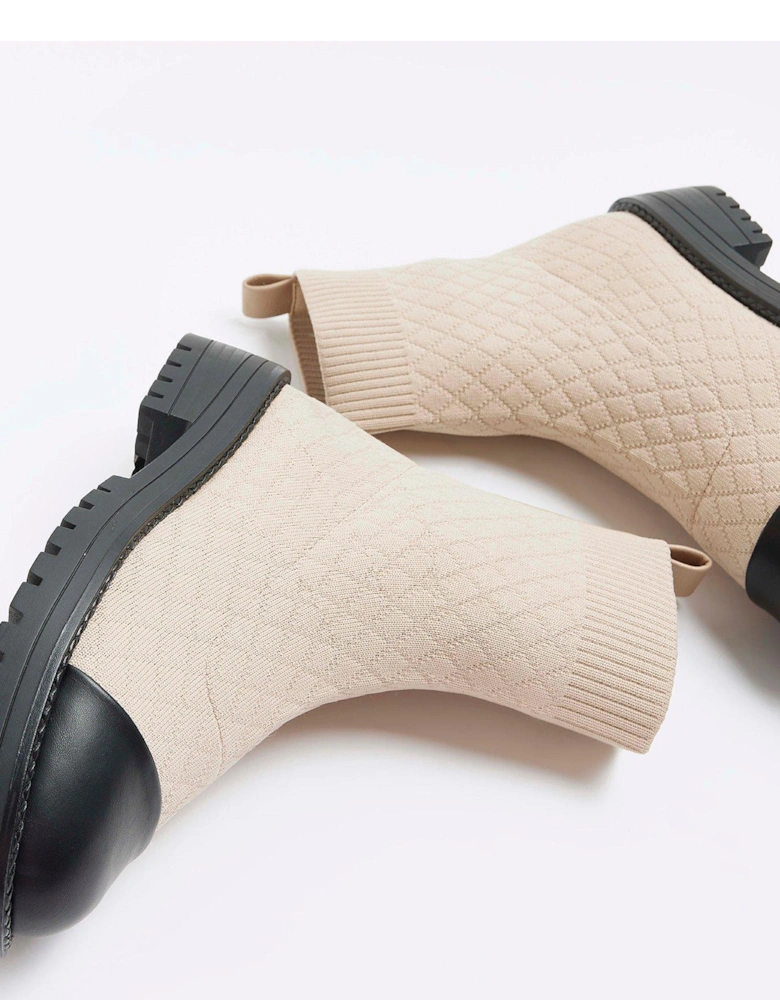 Quilted Sock Boot - Cream