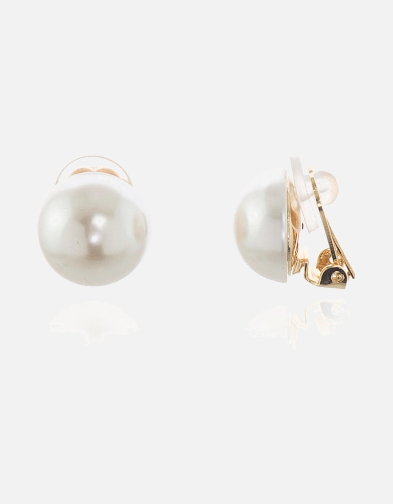 Bibi 14mm Pearl Gold Clip On Earrings