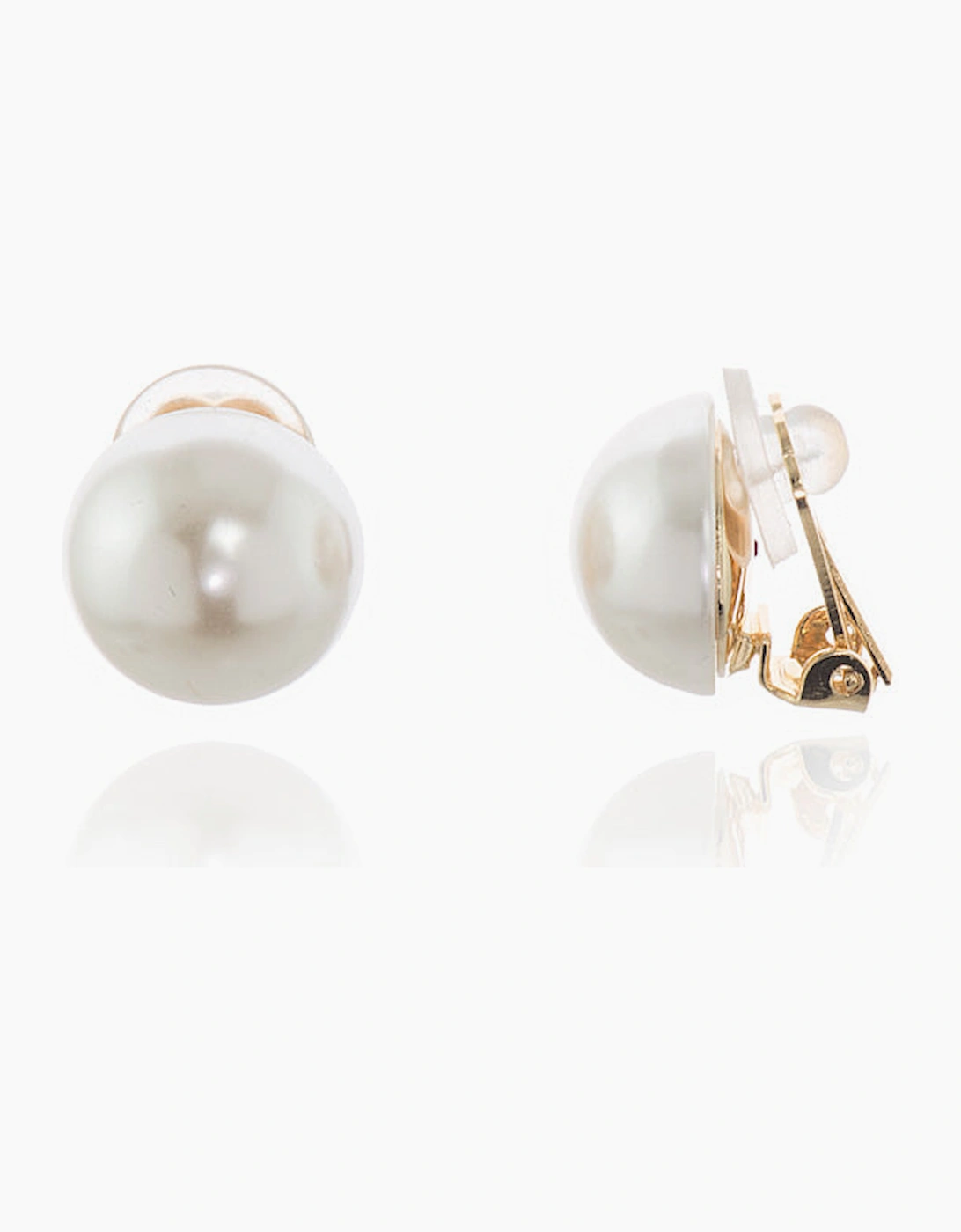 Cachet London Women's White/White Bibi 14Mm Pearl Gold Clip On Earrings