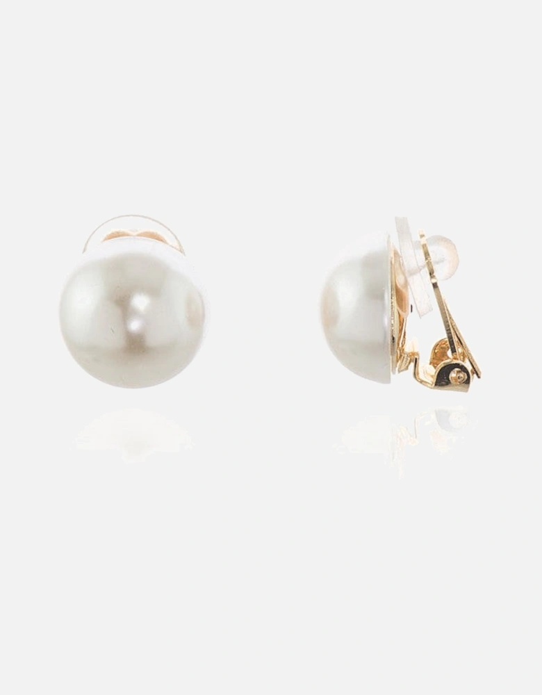 Bibi 14mm Pearl Gold Clip On Earrings