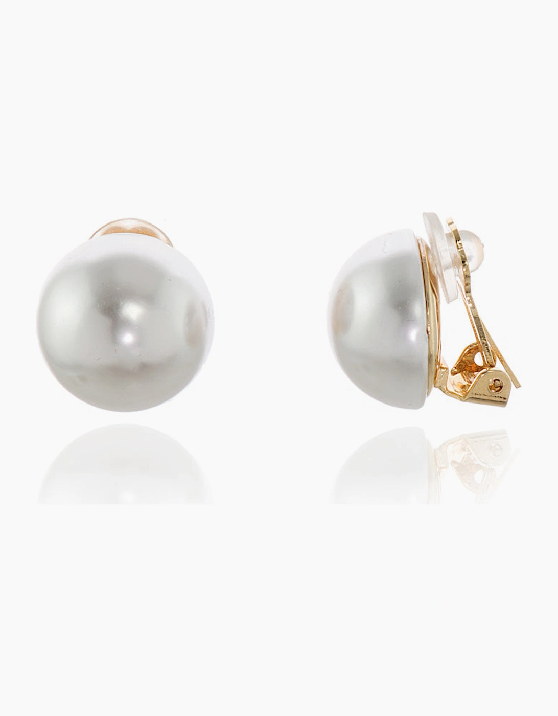 Cachet London Women's White/White Bibi 18Mm Pearl Gold Clip On Earrings