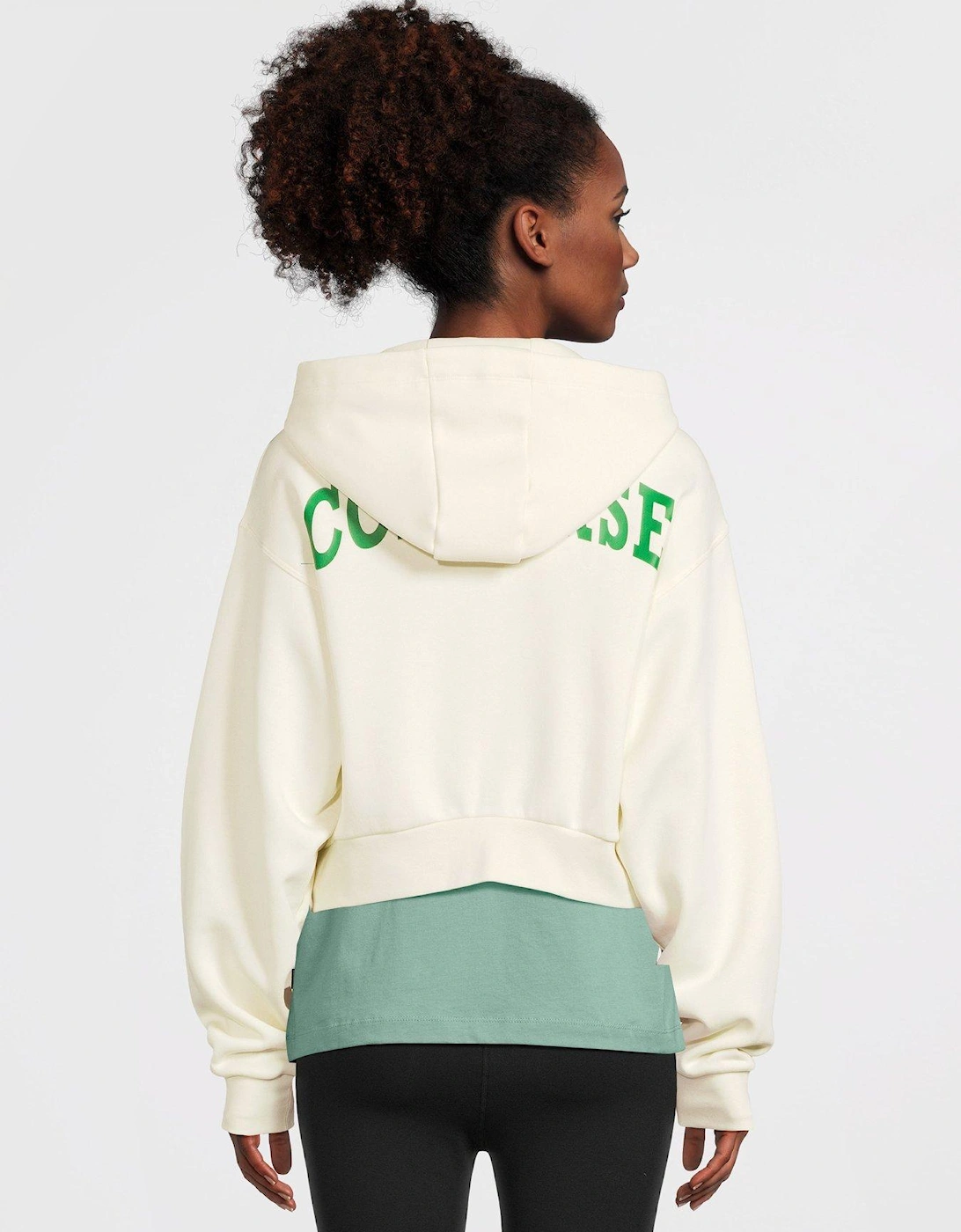 Womens Retro Chuck Full Zip Graphic Hoodie - Off White