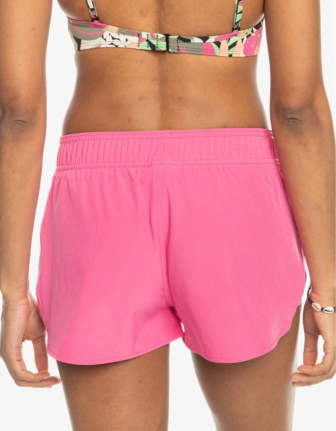 Womens 2 Inch Boardshorts with Fully Elasticated Waist - Pink