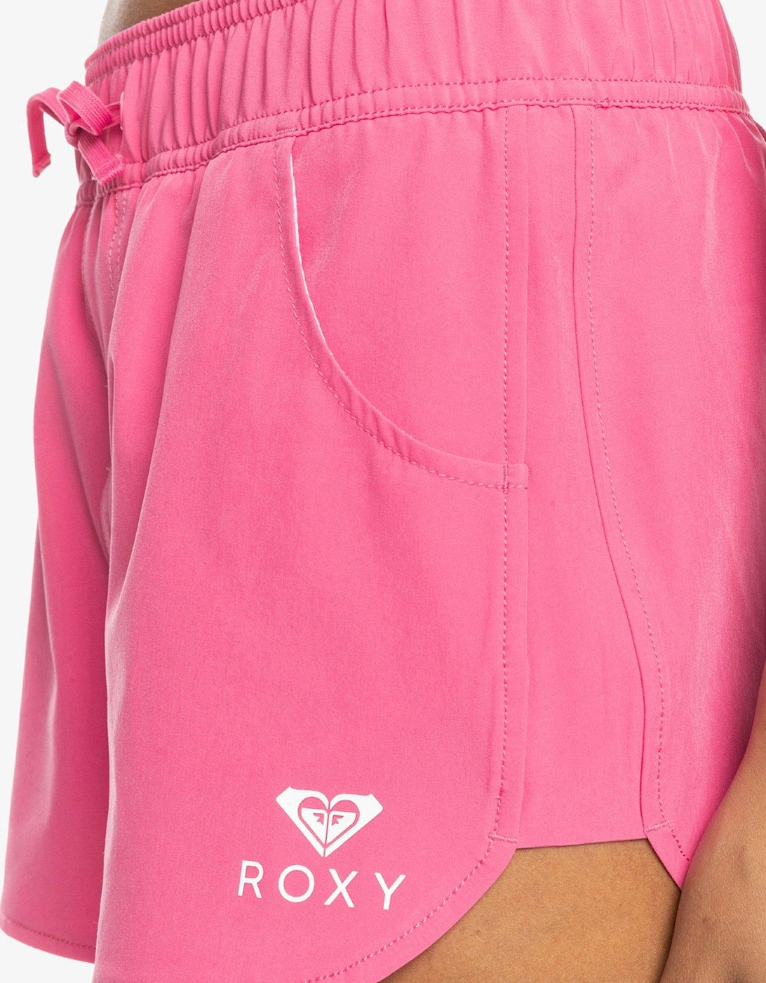 Womens 2 Inch Boardshorts with Fully Elasticated Waist - Pink