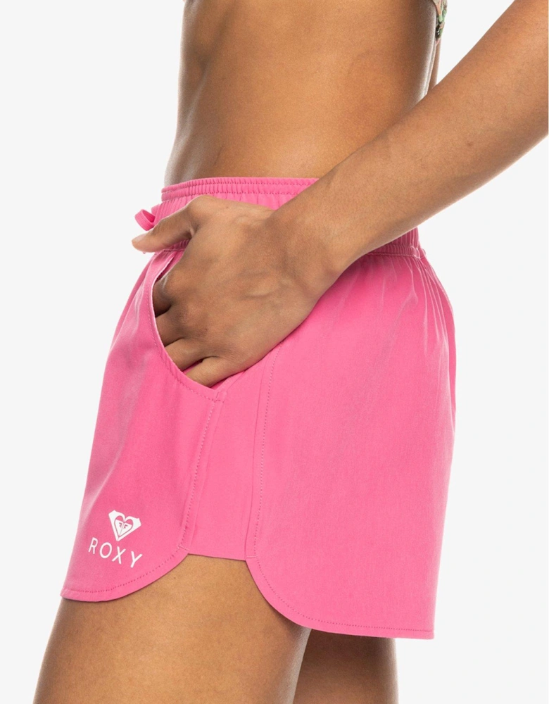 Womens 2 Inch Boardshorts with Fully Elasticated Waist - Pink