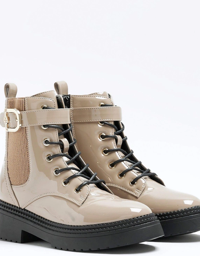 Lace Up Buckle Boot - Natural