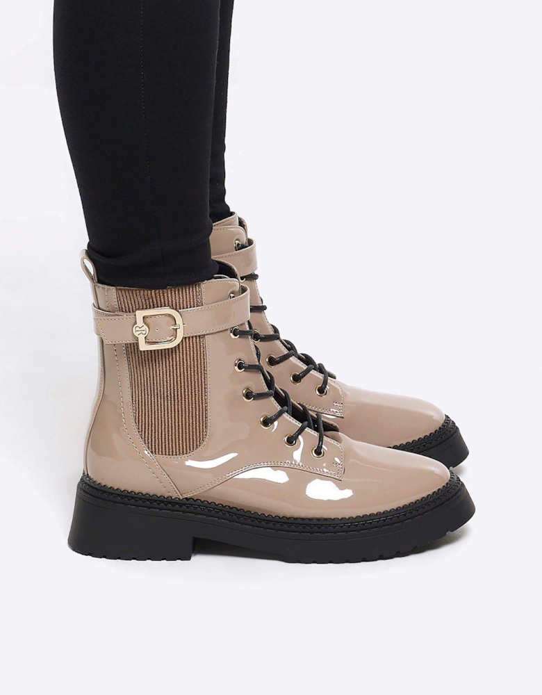 Lace Up Buckle Boot - Natural