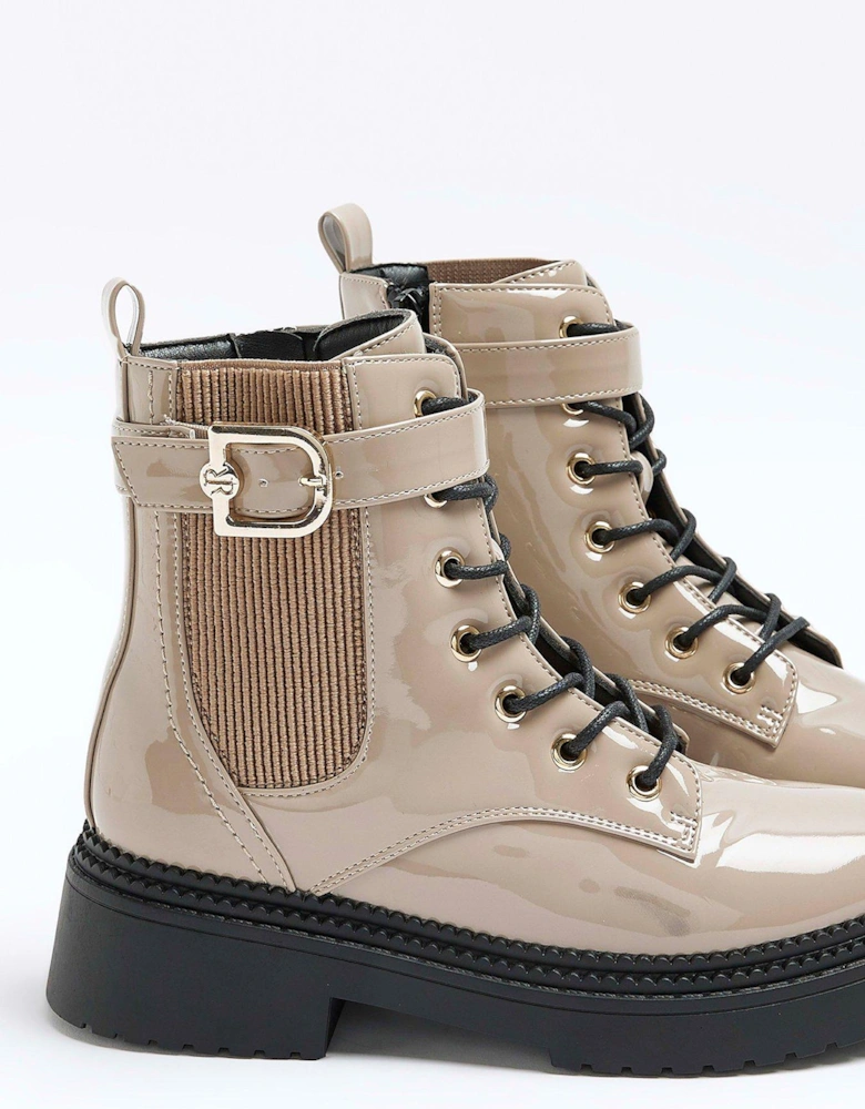 Lace Up Buckle Boot - Natural