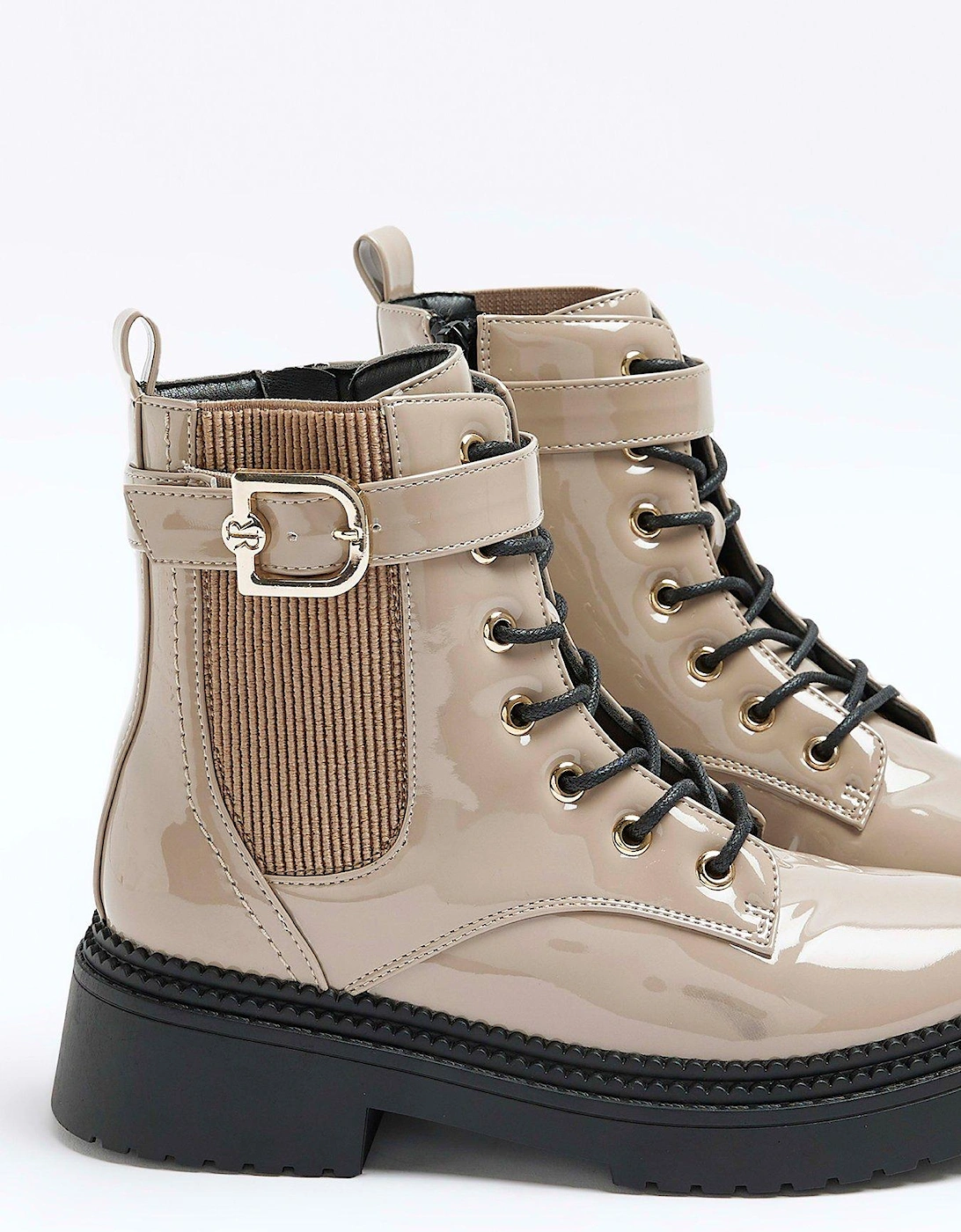 Lace Up Buckle Boot - Natural