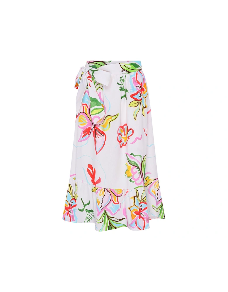 Tess Painted Floral Midi Wrap Skirt