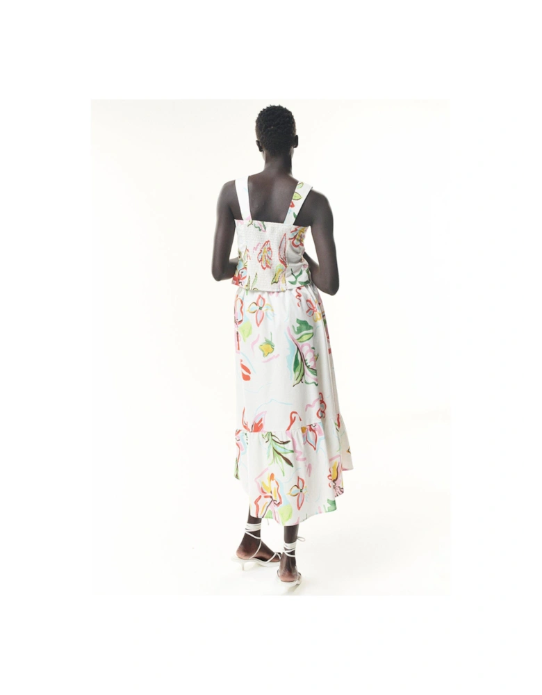 Tess Painted Floral Midi Wrap Skirt