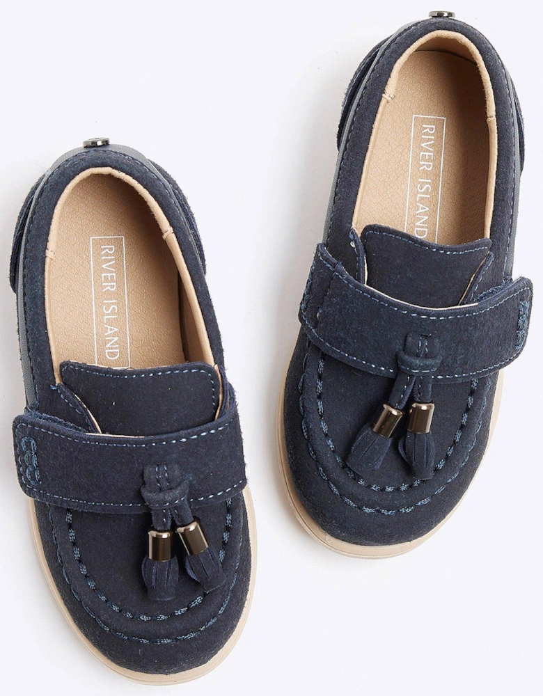 Mini Boys Suedette Tassel Loafers - Navy