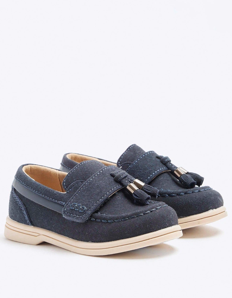 Mini Boys Suedette Tassel Loafers - Navy